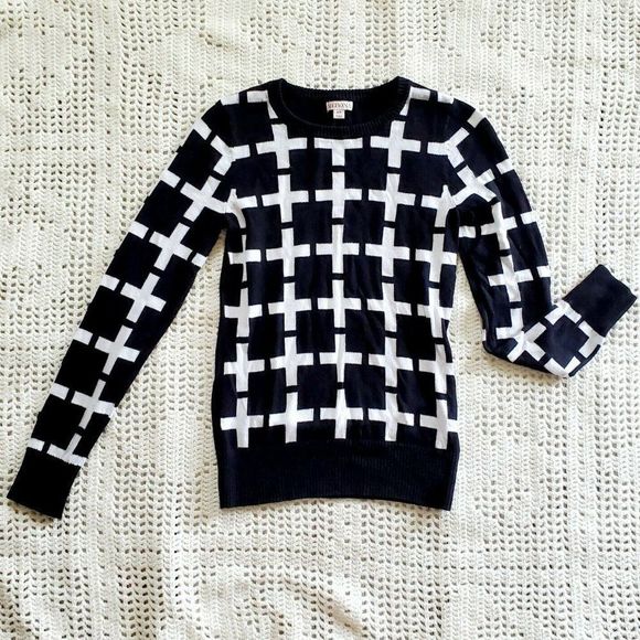 Merona Sweaters - Merona Cross Print Pullover Sweater in Black/White